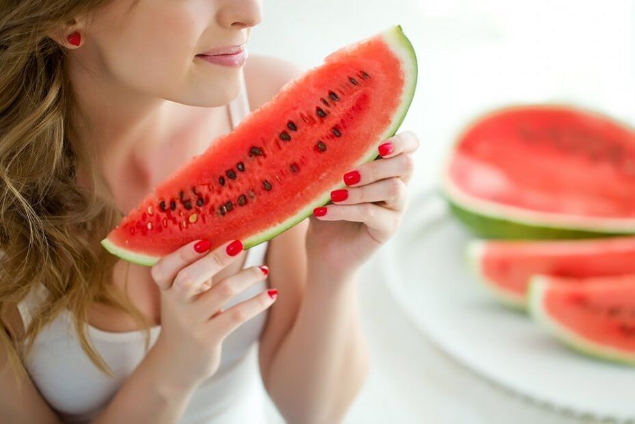 Girl on a watermelon diet